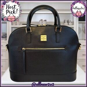 New Dooney & Bourke Black Handle Tote Domed Crossbody Strap Gold Hdw Multi-HP